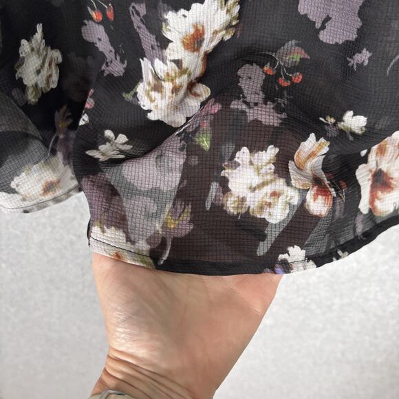 Vintage America Peasant Top Large Floral Textured Dark Moody Maximalist Boho - Picture 13 of 16